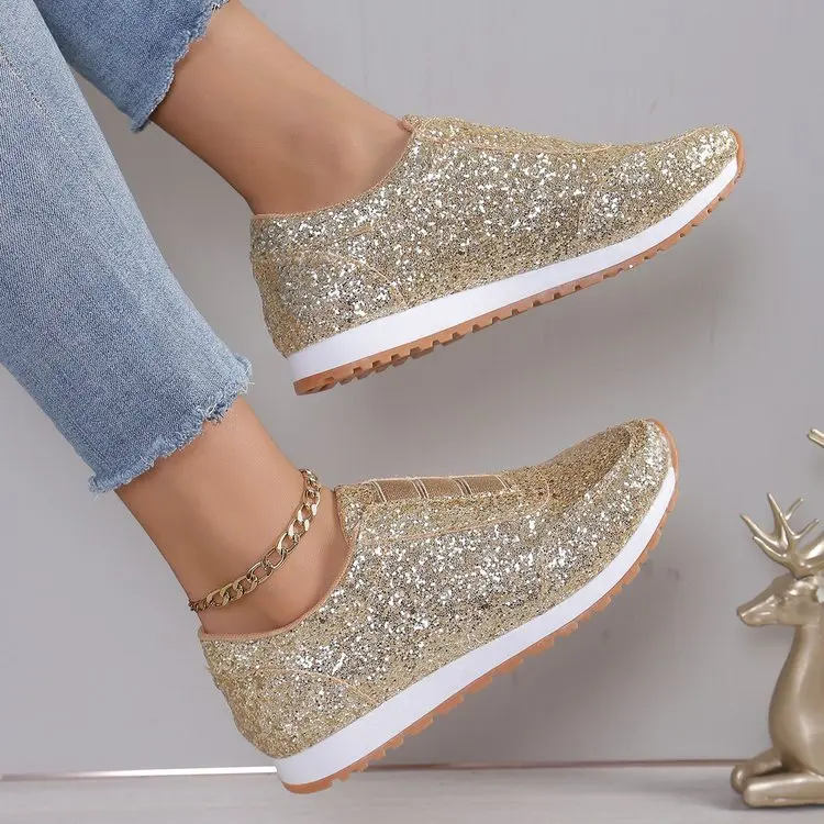 Bequeme Goldene Leichte Walking Toning Schuhe Für Damen_voghion.com