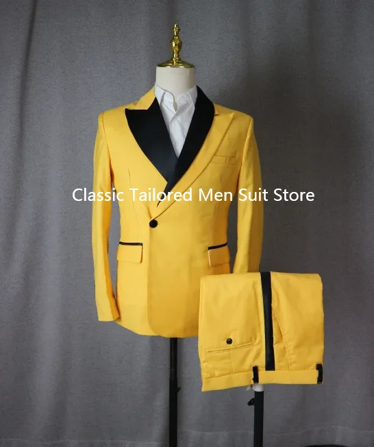Mens Suit Groom Tuxedo Peaked Lapel Double Breasted