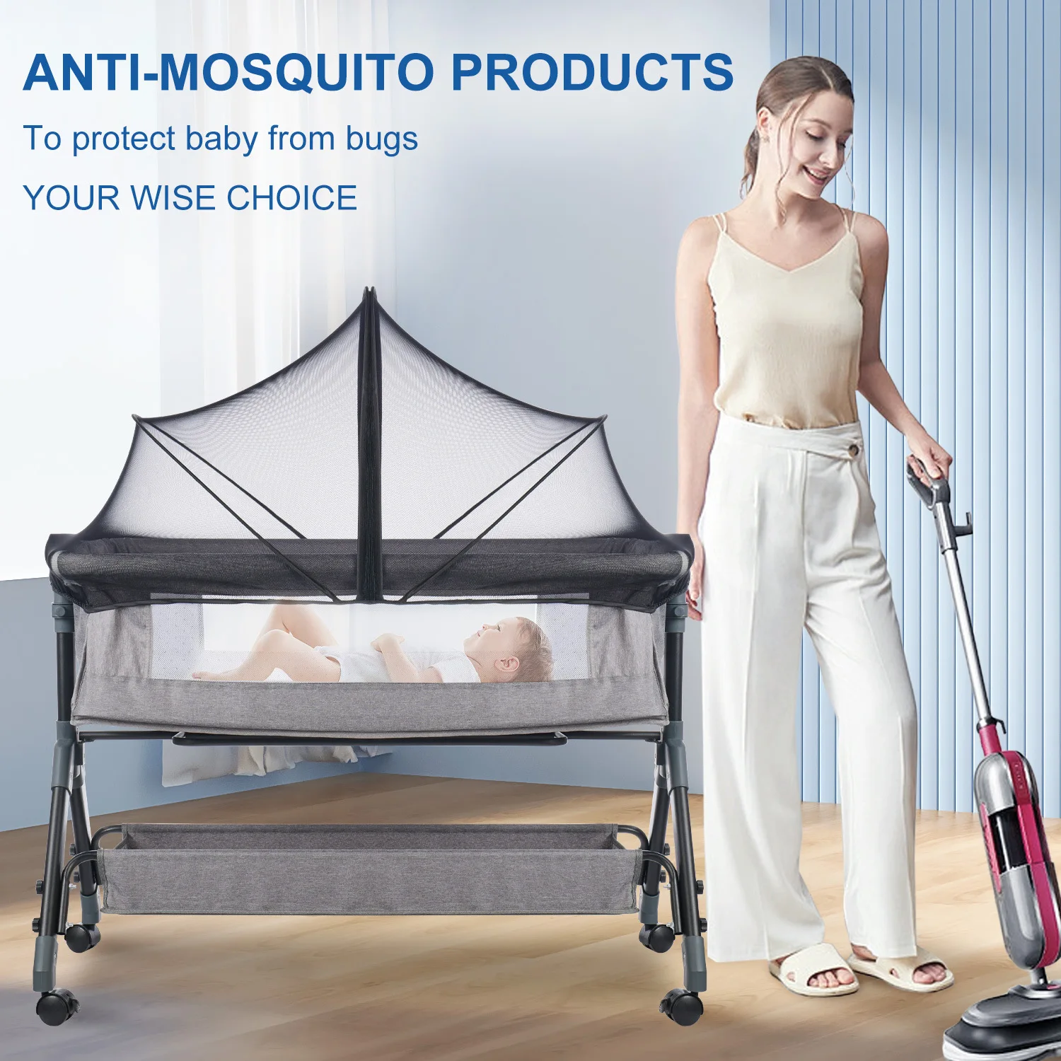 Mosquito Net for Baby Bed Four Seasons Universal Newborn Baby Removable Portable Ventilate Foldable Encrypted Crib Protectors 2