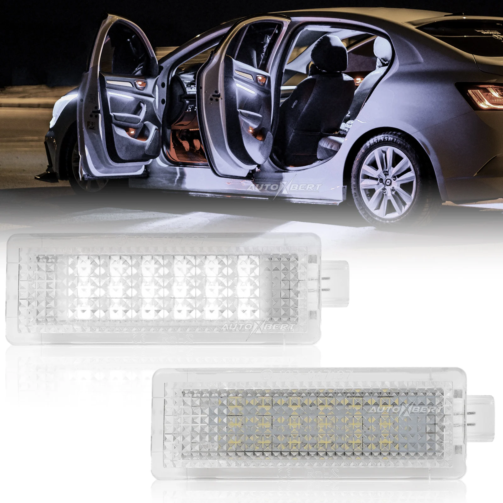 2X Led Di Cortesia Footwell Boot Door Light Bagagliaio Luci Per Bmw E60 E87 E70 E90 E92 E63 E65 E85 F10 M3 Z4 Mini 63316972605