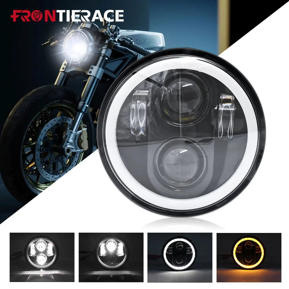 

Headlight 5 75 inches Round Led Lights for Motorcycle front Headlights high beam Bulb 120W 6000k For Harley Headlight