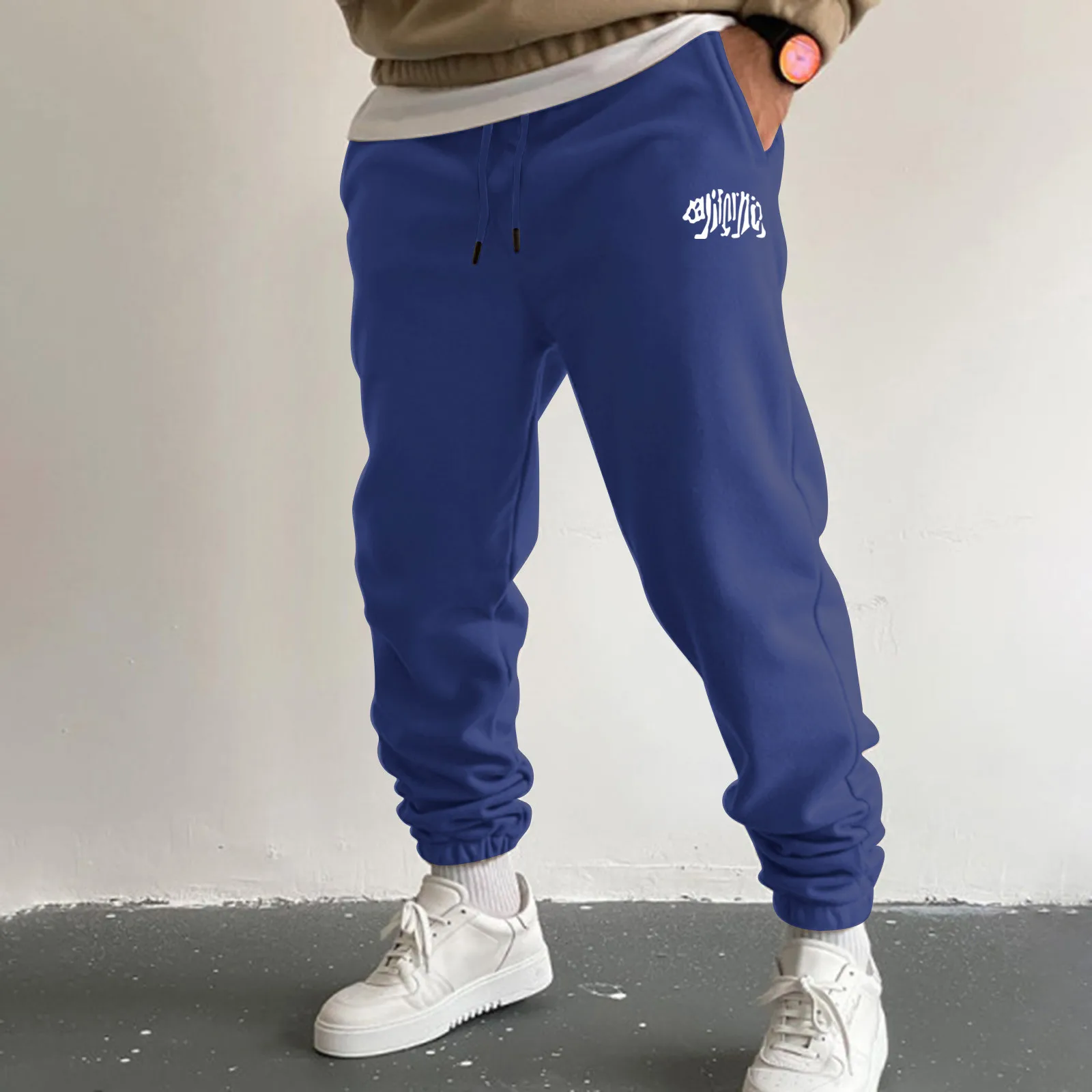 White Sweatpants For Men Mens Autumn And Winter High Street Fashion Leisure  Loose Sports Running Solid Color Lace Up Pants Sweater Pants Trousers
