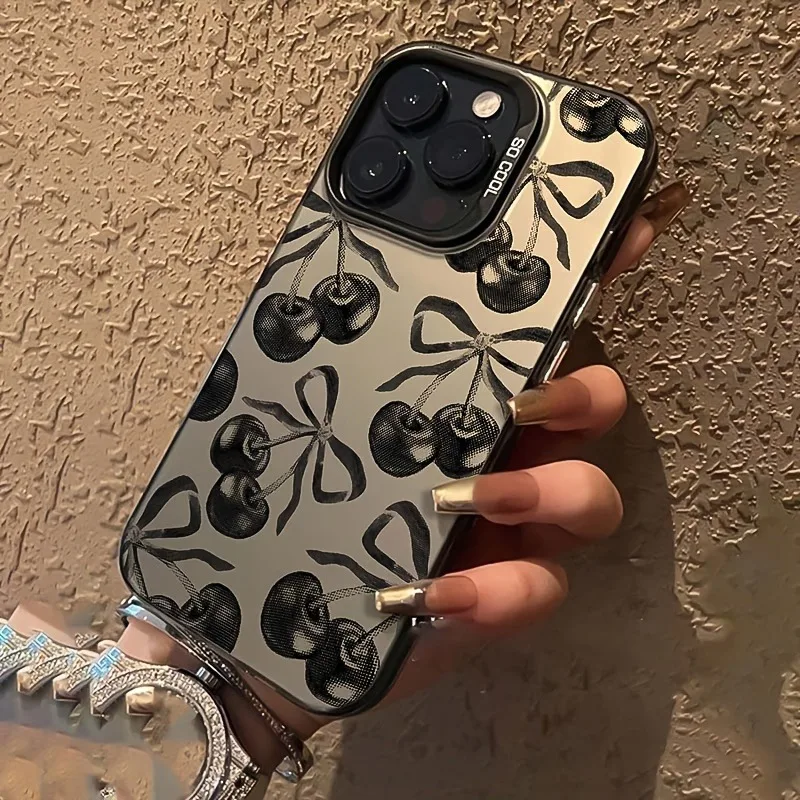 Cherry Pattern Electroplated Bow Phone Case - Perfect Gift