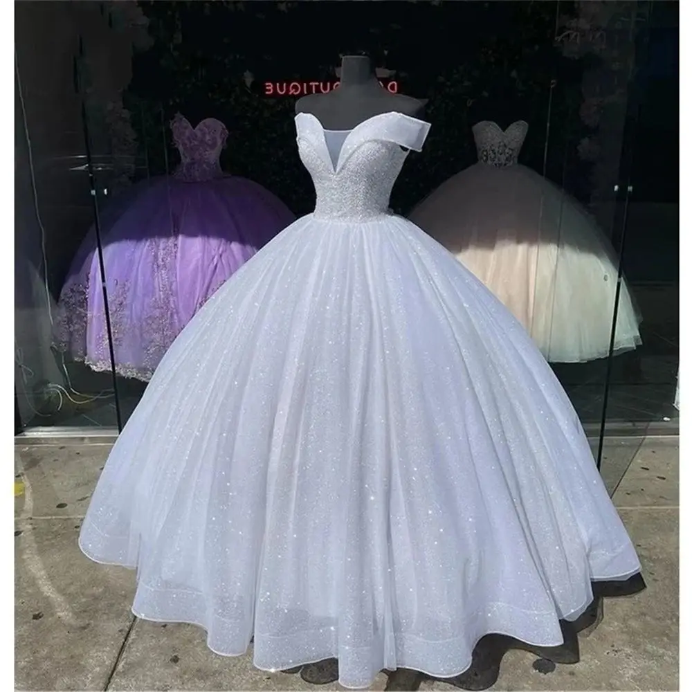 

Elegant Off-Shoulder Quinceanera Dresses Corset Beading Applique Princess Birthday Party Prom Ball Gown Vestidos De 15 Anos