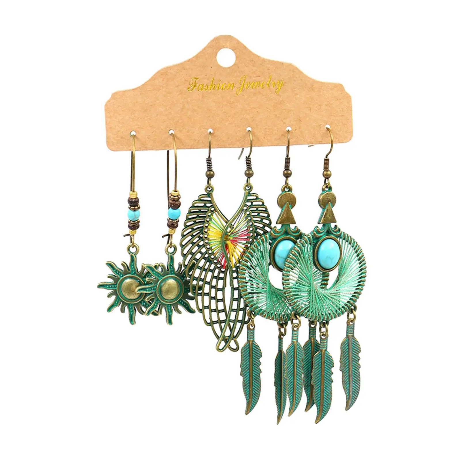 

3Pairs Fashion Dangle Earrings Set Hoop Earrings Set Tassel Alloy for Gifts