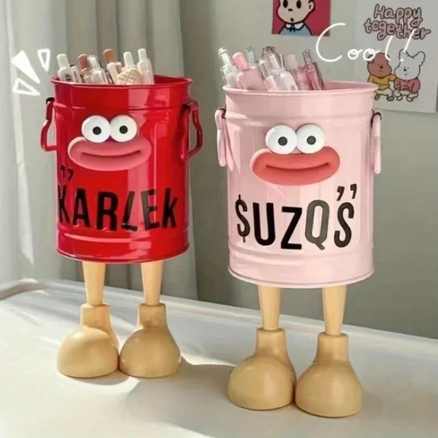 Ensemble de porte-stylos de personnalité de dessin animé, seau organisateur de bureau, cadeau idéal pour le rangement de papeterie à domicile et à l'étude 1 pièce 3 Ensemble de porte-stylos de personnalité de dessin animé, seau organisateur de bureau, cadeau idéal pour le rangement de papeterie à domicile et à l'étude 1 pièce 3