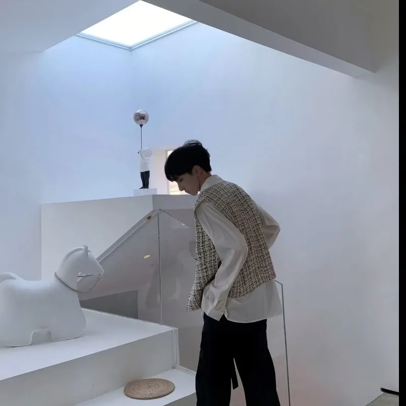 스타일리시한 가을 여성 조끼 한국 디자인 니트웨어 독특한 질감 스트리트웨어 오피스에 완벽 ?