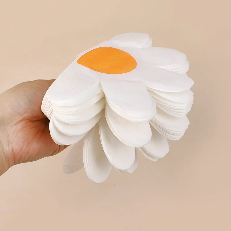 20Pcs Pink White Daisy Flower Paper Napkins Party Disposable Tissues Towel for Kids 1st Birthday Baby Shower Wedding Decoration