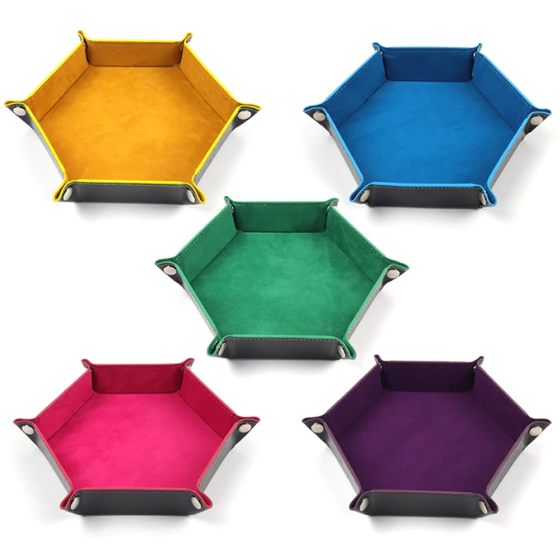 Dice Tray Hexagonal PU Miscellaneous Storage Box Color Box Board Game Accessories Leather Tower Dried Fruit