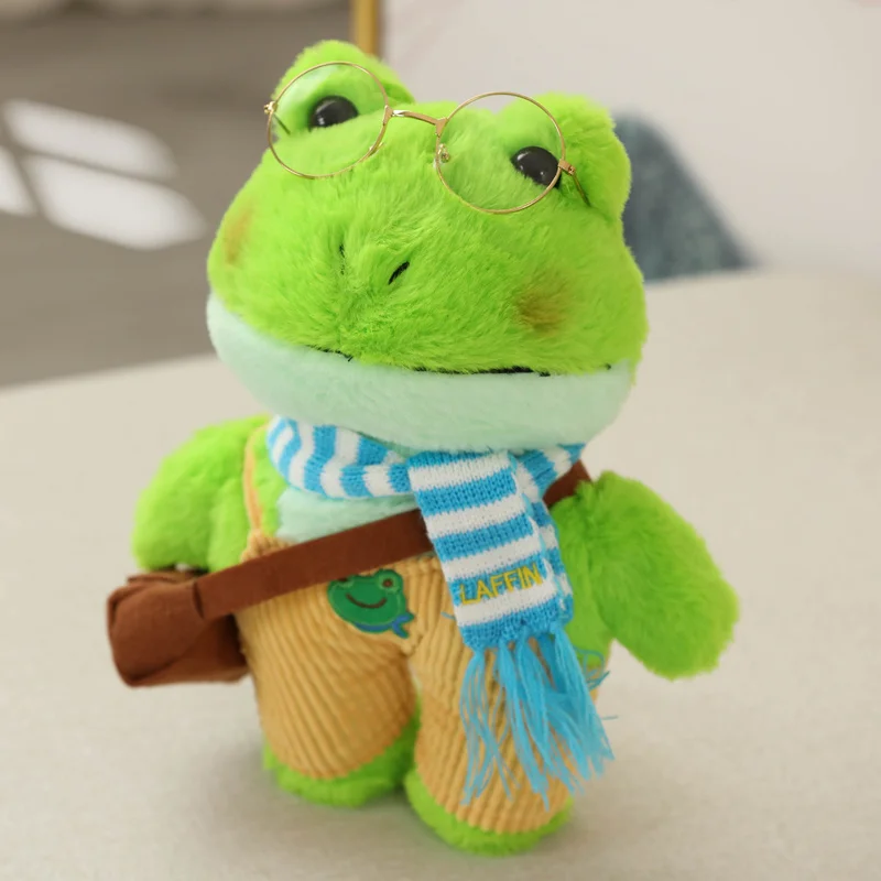 thumbnail image 1 of 25cm Crossbody Bag Cartoon Doll Animal Dolls Soft Toy Stuffed Animals Sweater Frog Doll Stuffed Toy Cute Dressing Frog Plush Toy, 1 of 5