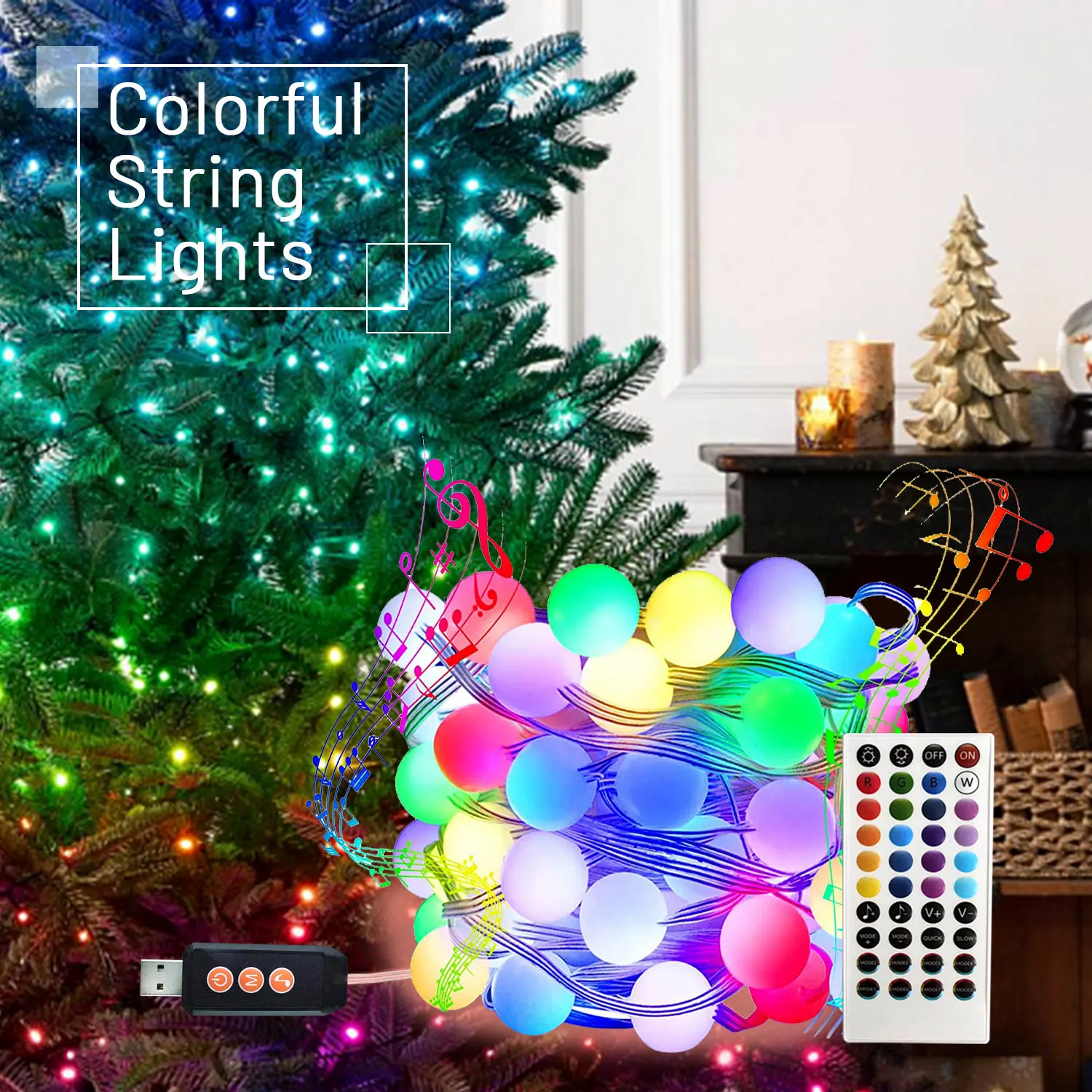 RGBLEDFairyLightsRemoteStringColorfulLightControlwithUSB