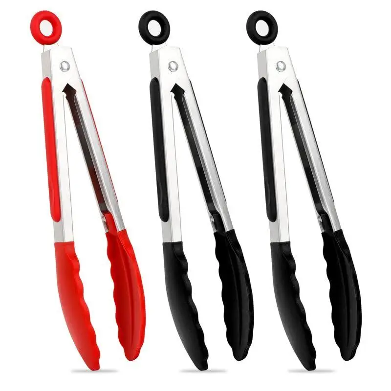 Food Tong Stainless Steel Kitchen Tongs Silicone Nylon Non-Slip Cooking Clip Clamp BBQ Salad Tools Grill Kitchen Accessories