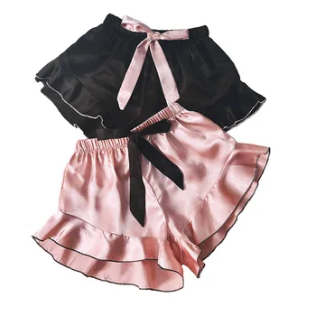 شورت بيجامة حريري أحادي اللون للنساء ، بنطلون منزلي مثير ، خفيف الوزن ومريح ، الصيف ، 2 * 5