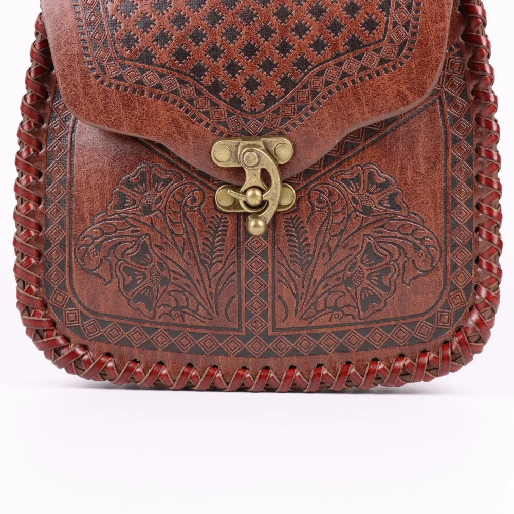 Mittelalterliche Kunstleder-Beutel mit Kordelzug, Retro, nordisch, tragbar, Geldbörse, Vintage-Gürteltasche, Würfeltasche für LARP Ren Faire Accessori – Detail 5
