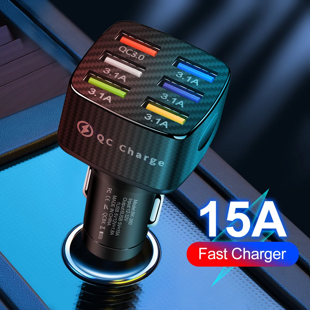Автомобильное зарядное устройство с 6 USB-портами 30 Вт |