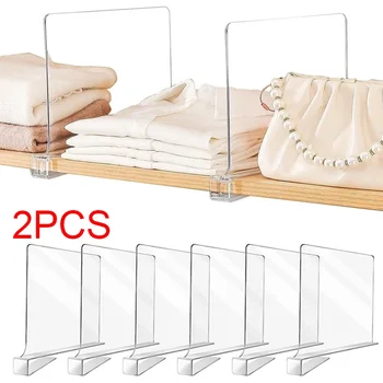 2PCS Trasparente Acrilico Armadio Scaffale Libreria Divisore Uso Domestico Armadio Scaffale Libreria Divisore Deflettore Commodity Storage Organizer 1