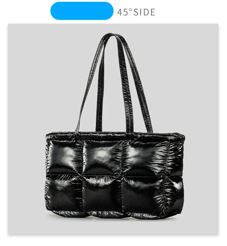 Fashion Shoulder Bag, 2024 Autumn And Winter New Down Large Capacity Fashionable Shiny Nylon Ladies Handbag. Popular Fashion Women's Bag._voghion.com