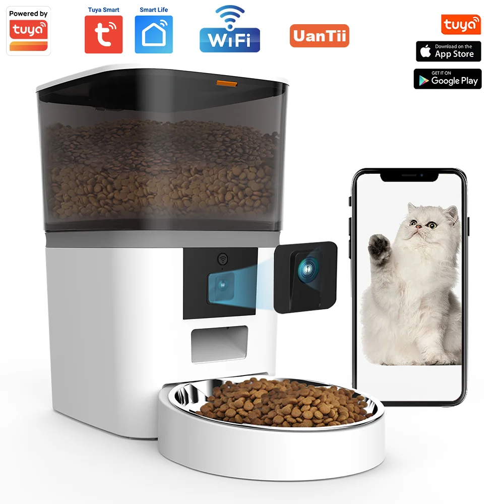 Tuya Automatic Pet Feeder with Camera 6L Wifi Wireless Cat Dog Food