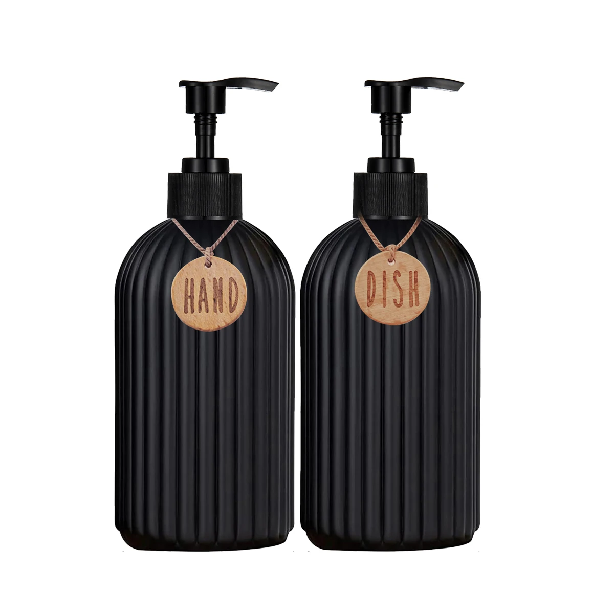 2 יחידות מפזר סבון שחור למטבח עם מגש סיליקון, בקבוקי סבון ידניים וצנצנת ניתנים למילוי בנפח 500 מיליליטר, אידיאליים לקישוט כיור המטבח