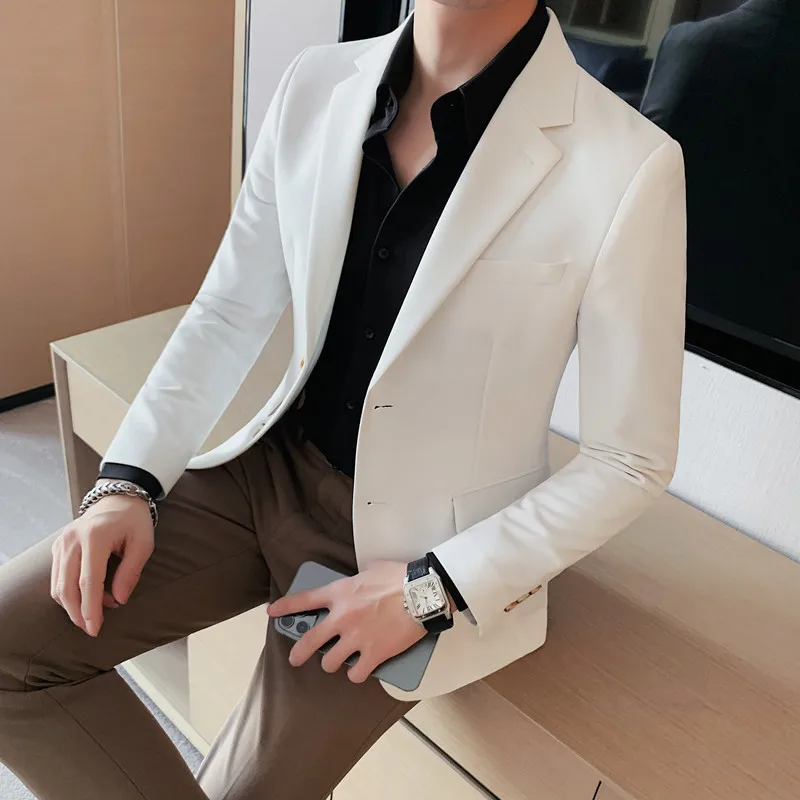 Men's high-quality brand suit Blazer business casual plain color suit jacket single-breasted elegant S-4XL fall new