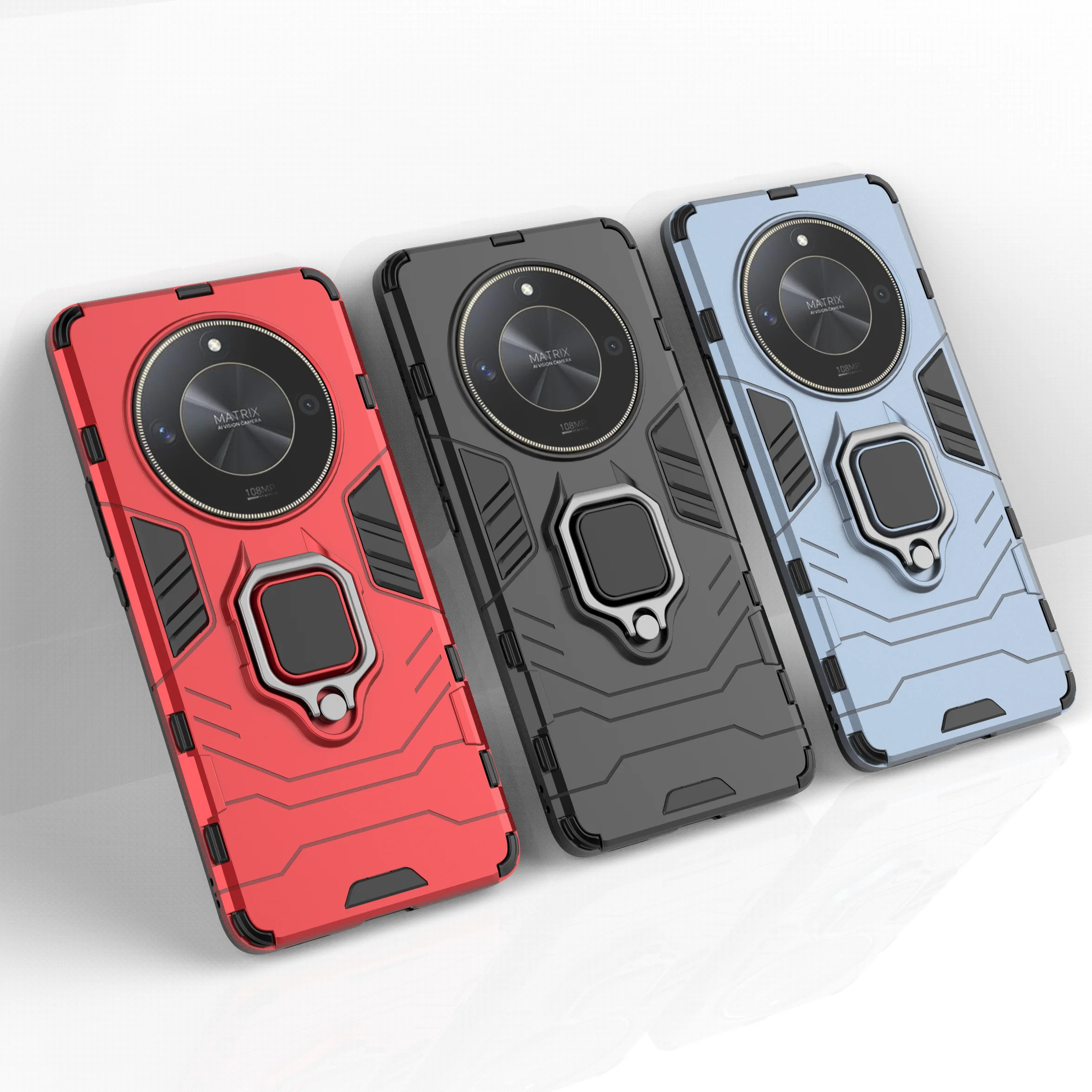 Durable Armor Shockproof Case with Metal Ring Stand and Bumper Protection