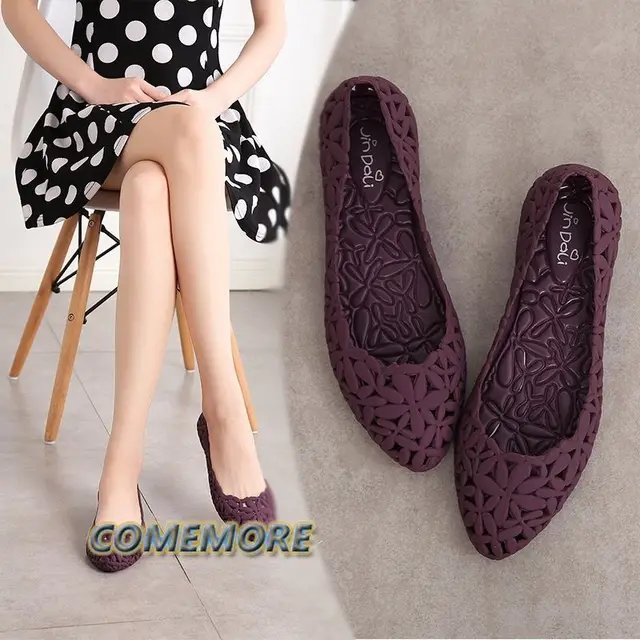 Durable Women’s Black Jelly Flats Non-slip Breathable Casual Sandals - Image 4