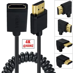 OD 3,2mm Ultra delgado 4k * 2k 60Hz compatible con HDMI Cable de extensión en ángulo macho a hembra Cable Flexible de rizado de resorte elástico
