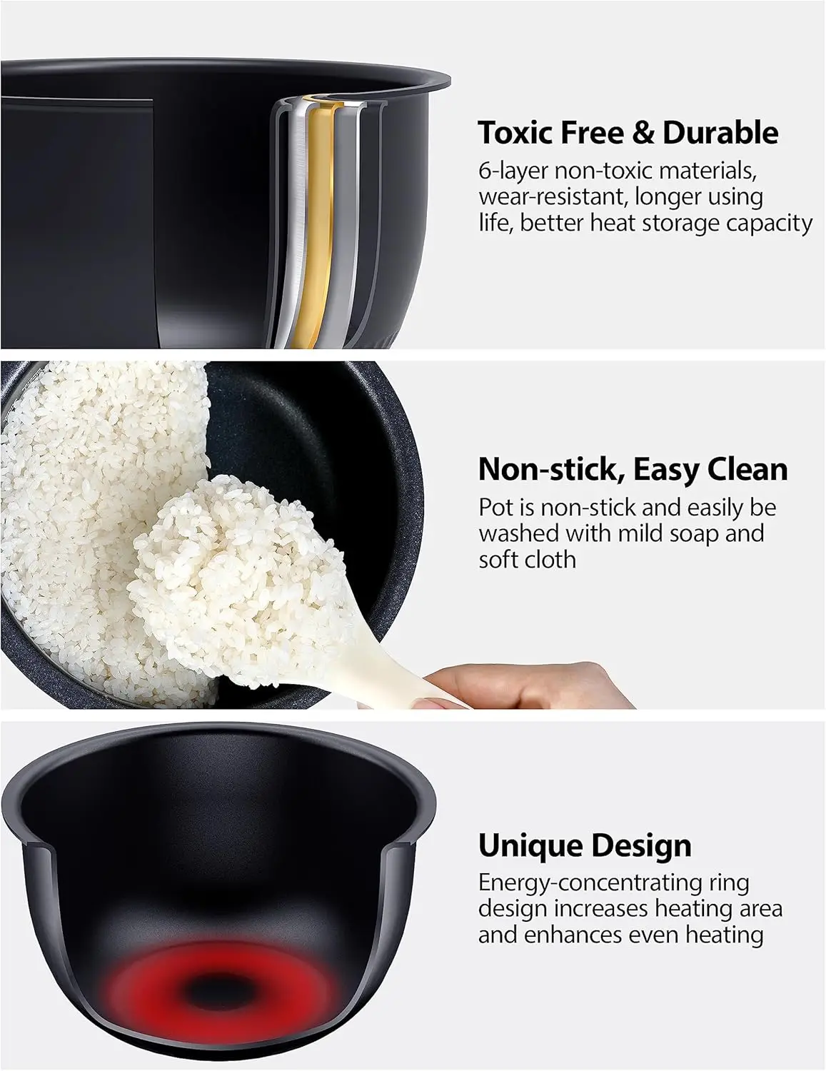 Rice Cooker Induction Heating, with Low Carb Rice Cooker Steamer 5.5 Cups Uncooked -8 Cooking Fun 5