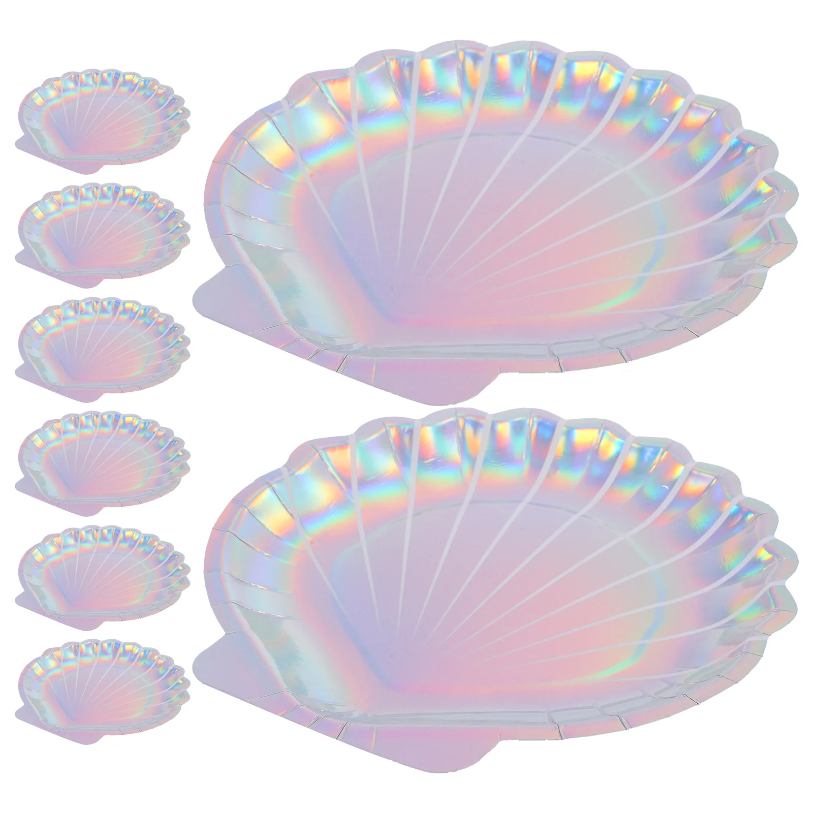 8 Pcs Shell Paper Plate Cake Pan Party Tableware Home Plates Food Serving Supplies for