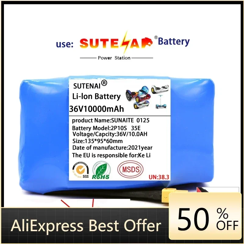 

100% New 36V 18650 Li-ion battery 10s2p 36v battery 10000mAh battery pack 42V 10000mah scooter twist car battery+Free Delivery