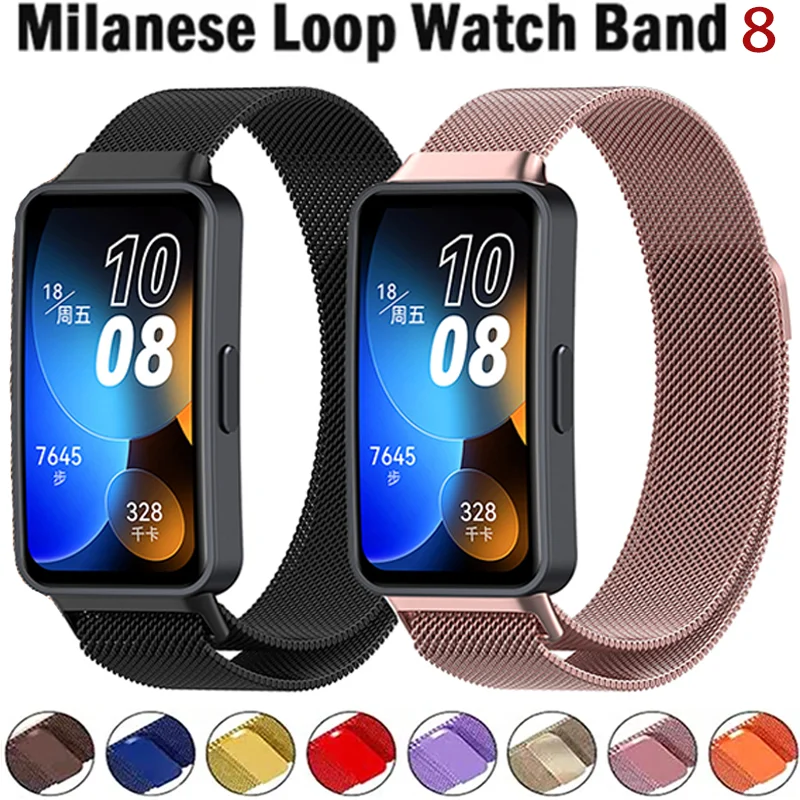 

Ремешок Mlianese для смарт-часов Huawei Band 8, браслет из нержавеющей стали с магнитной застежкой, металлический браслет