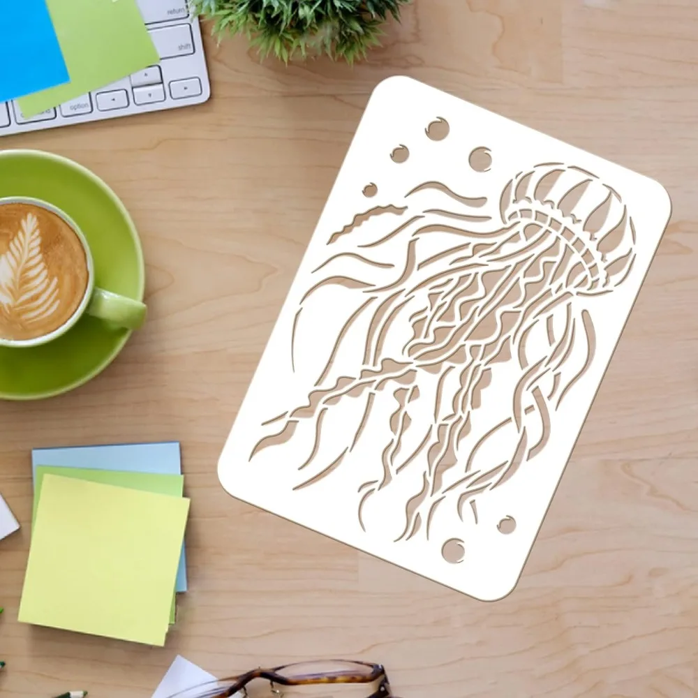 Reusable Ocean Theme Jellyfish Stencil - 11.7x8.3 inch Marine Life Design