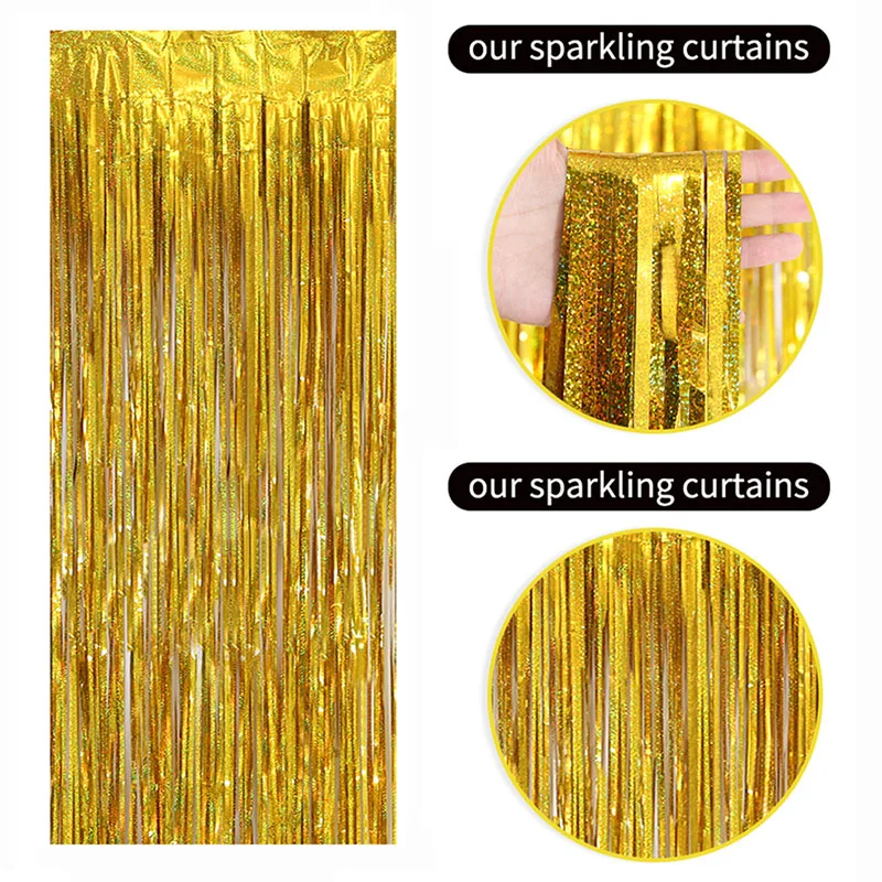 Photography Curtain Tinsel Fringe Curtains Tinsel Fringe Curtain Birthday Backdrop Party Backdrop Curtain Party Decoration Fringe Curtain Party Supplies Birthday Party Decorations 1-4m Foil Tinsel Curtain Birthday Backdrop Curtain Girl Wedding Bachelorette Party Backgroun Photozon