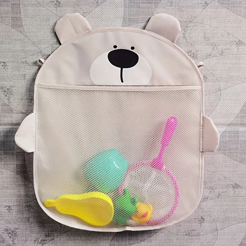 Large Water Resistant Bathroom Mesh Storage Organizer-1pc Cute Animal Design Toy Suction Net Bag with Suction Cups for Shower