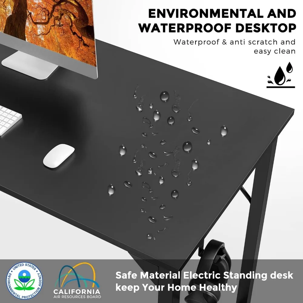 Computer Office Desk, 63 Inch Writing Work Study PC Wood Modern Desk with Storage Bag & Headphone Hook Simple Bedroom 4