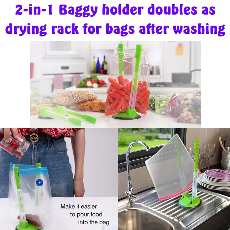 Baggy Rack - (8 Pack),Food Storage Bags Clip, For Food Prep Bag