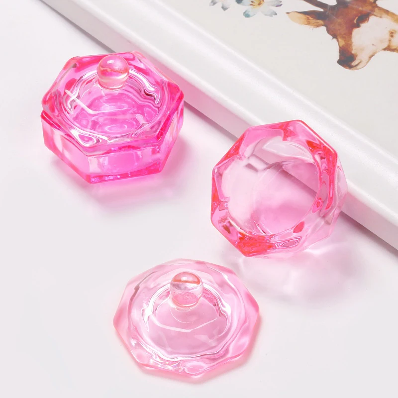 1pc Nail Cup Rainbow Crystal Glass Cup Acrylic Liquid Bowl Holder Wash Nail Pen Dish Dappen With Lid Luxury Manicure Tool manicure tools,nail tools