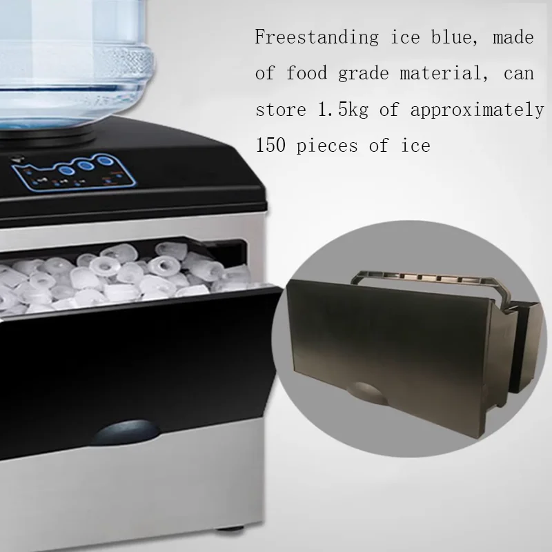 Hicon 2 in 1 Water Ice Maker, 48lbs Daily Ice Cube Makers,Stainless Steel Ice Makers Countertop,Tabletop Ice Maker Machine with 5