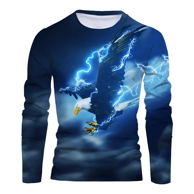 Retro Long Sleeved 3D Print Oversized T Shirt