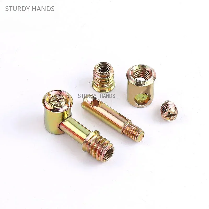 10 sets of iron four in one connectors bed assembly hammers nuts screws eccentric wheels furniture hardware accessories