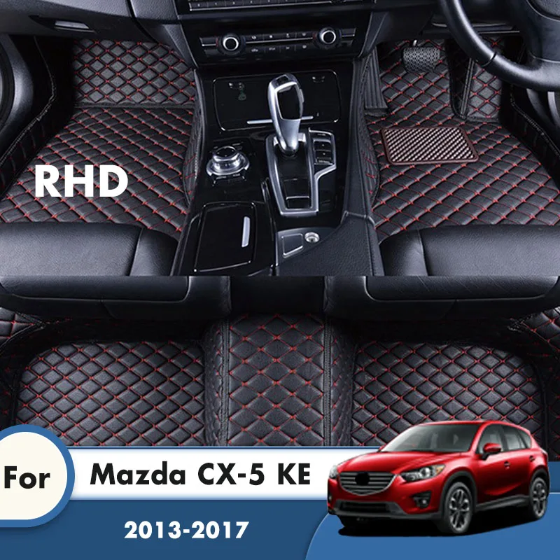 

RHD Leather Car Floor Mats Rugs For Mazda CX-5 KE 2017 2016 2015 2014 2013 Waterproof Carpets Styling Auto Interior Accessories