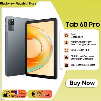 Blackview Tab 60 Pro Tablet PC 10.1'' HD+Display Octa-core T606, 8GB 128GB, Batteria 7700mAh Carica 10W Android 15, Senza Caricabatterie 1