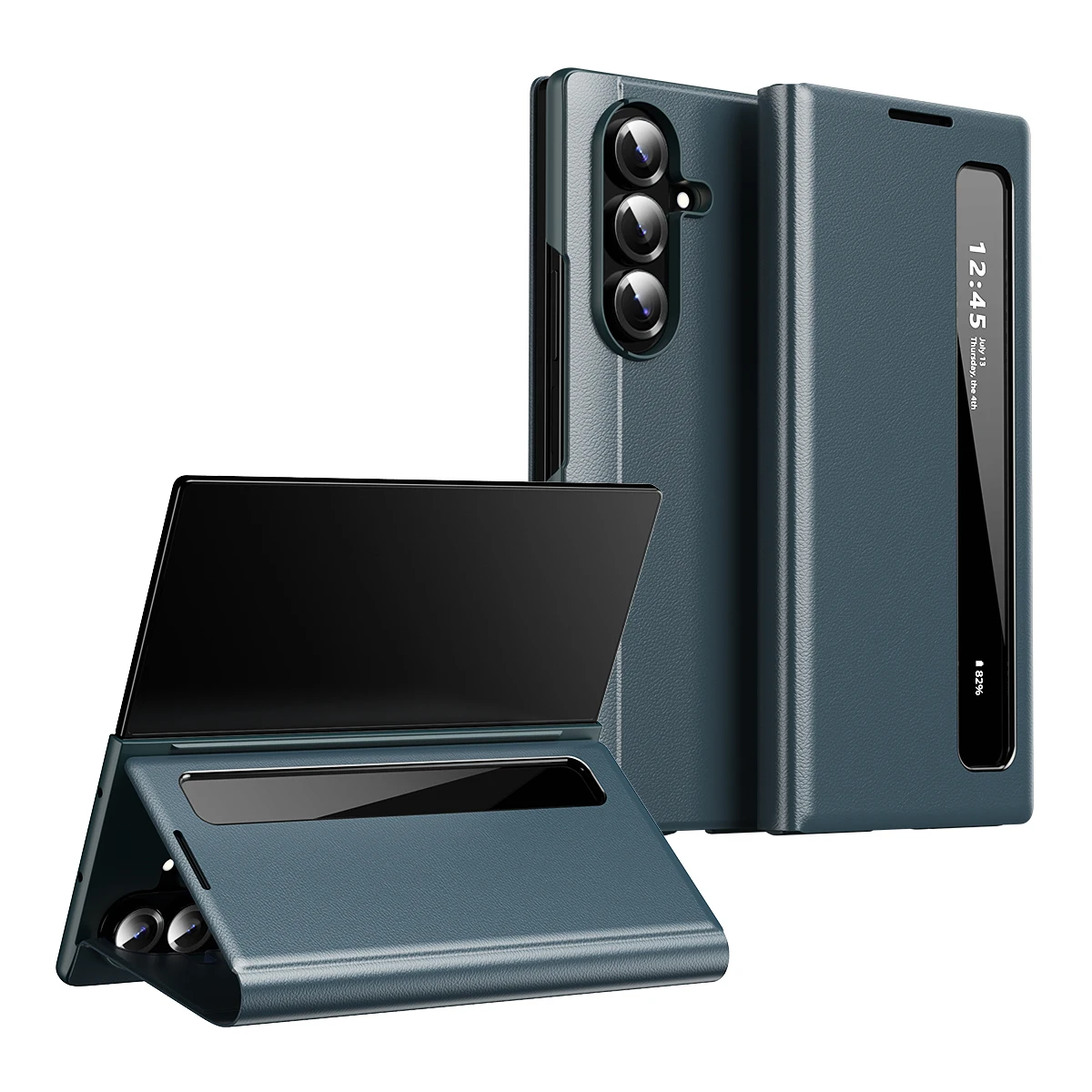 Luxury Smart Leather Flip Case with Window View and Stand - Shockproof Protective Cover