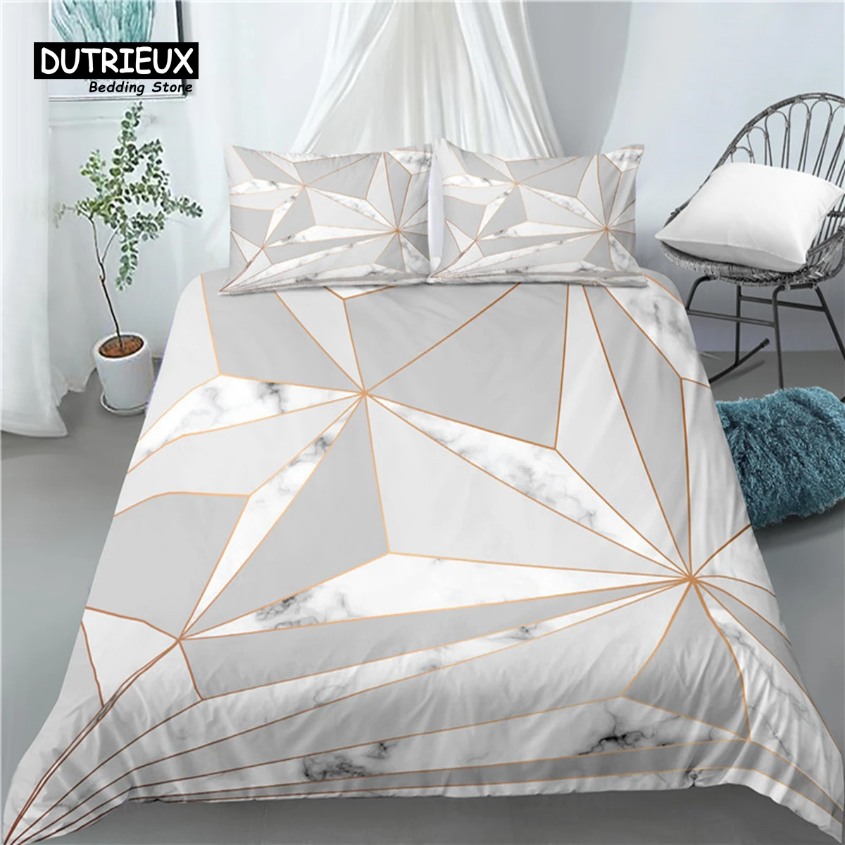 

Home Living Luxury 3D Geometric Marble Print 2/3Pcs Comfortable Duvet Cover PillowCase Bedding Sets EU/US/AU Size