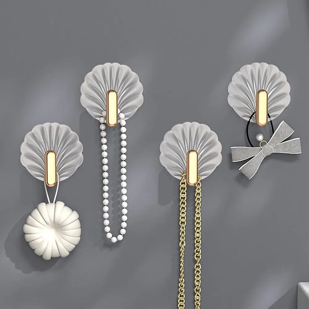 

4Pc Creative Shell Shape Wall Hook Multifunctional Transparent Hook Adhesive Shell Shaped Cute Hook Household Decor Storage Hook