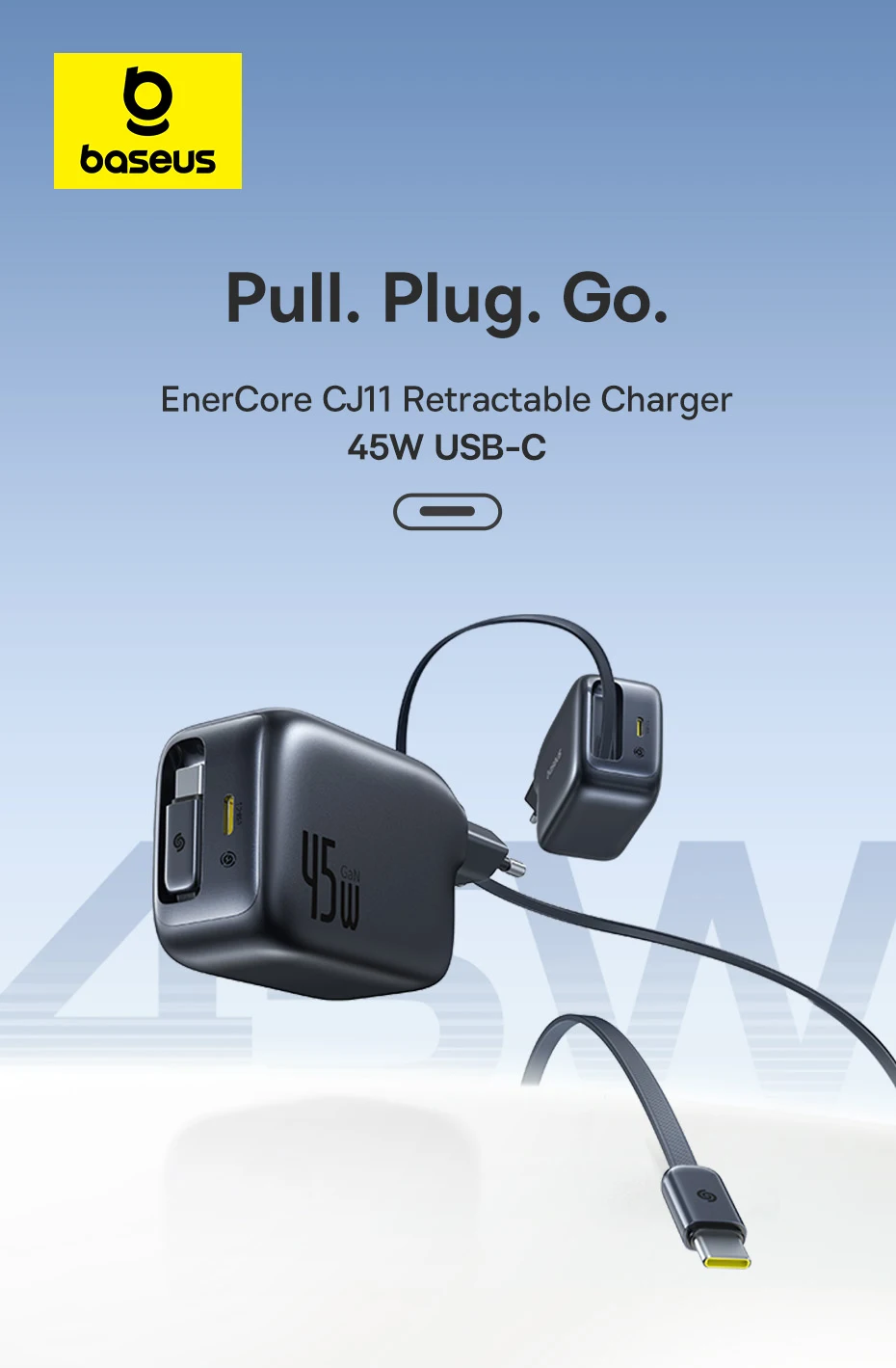 Baseus EnerCore CJ11 45W USB-C Retractable Charger