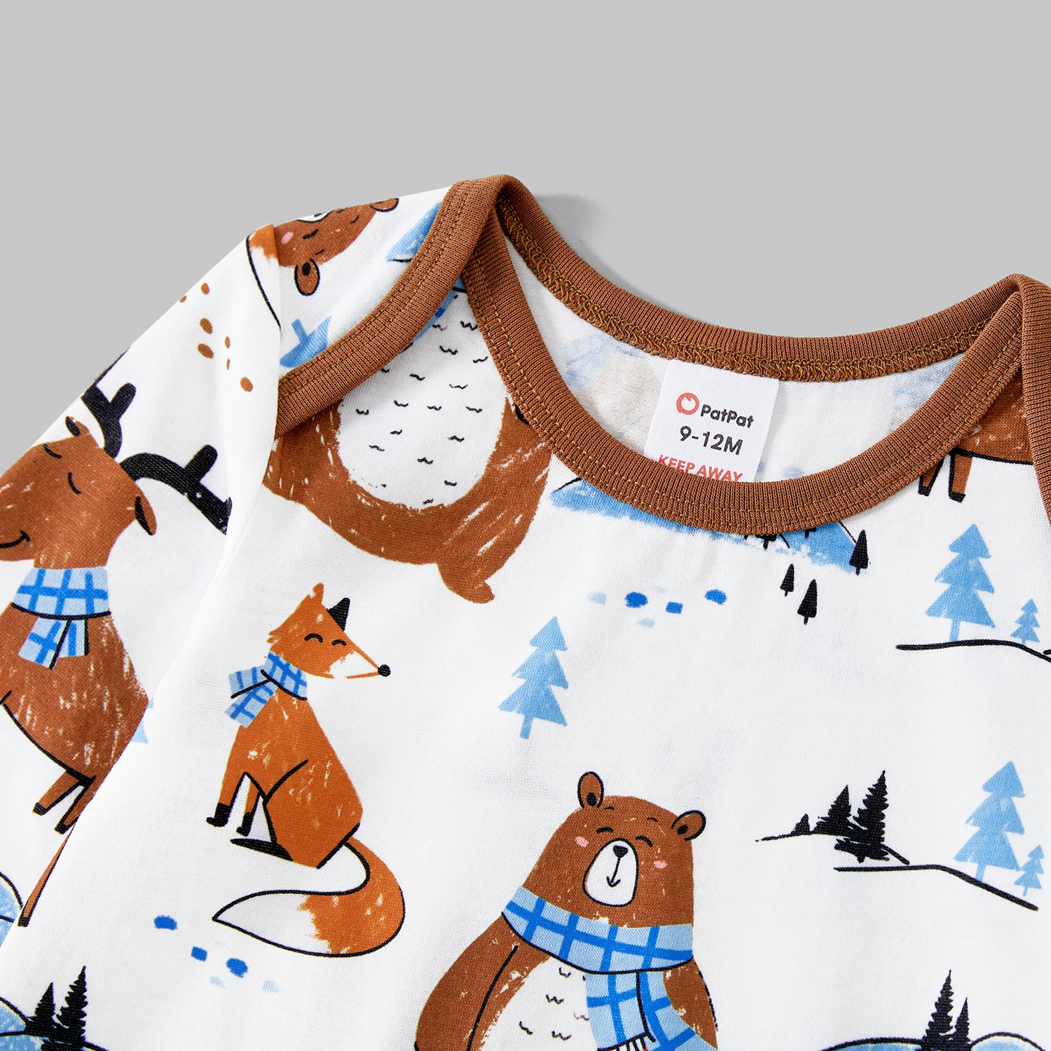 PatPat Family Matching Bear And Deer Print Long-sleeved Flame Resistant Pajamas