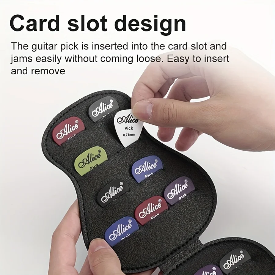 Premium Leather Guitar Pick Storage Bag - Stylish & Compact, Holds 18 Picks