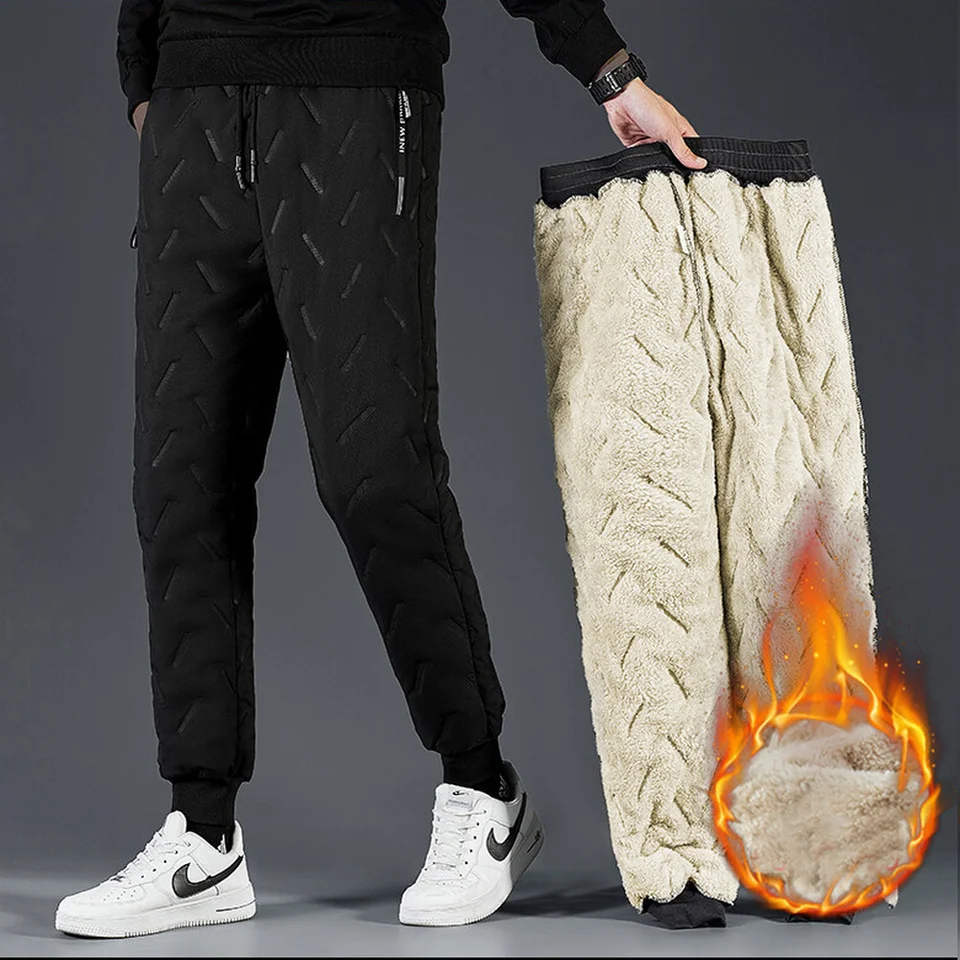 Pantalon D'hiver épais Et Chaud Pour Homme, Doublure Thermique, Jogging, Polaire, Grand Pantalon, Grande Taille, Poche Zippée, Travail, 6XL, Noir, 2024