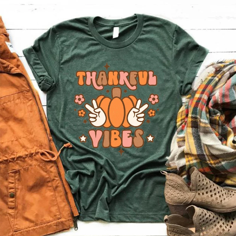 

Thankful Shirt Retro Thanksgiving Shirt Fall T Shirt Women Harajuku Thanksgiving Matching Shirt Vintage Tee m